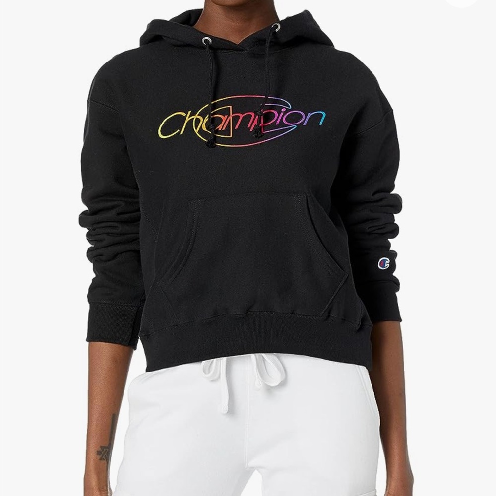 Champion Women's Reverse Weave Relaxed Hoodie Black Large
